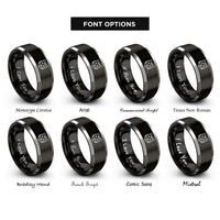 font options for inside engraving on black & gray orange tabby icon rings