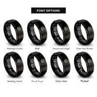 font options for inside engraving on black orange tabby icon rings