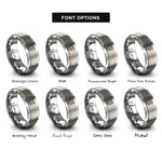 font options for inside engraving on grey orange tabby icon rings