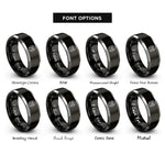 font options for inside engraving on black & grey orangutan rings