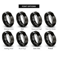 font options for inside engraving on black & grey orangutan rings