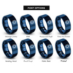 font options for inside engraving on blue orbit rings rings