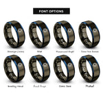 font options for inside engraving on gunmetal & blue orbit rings rings