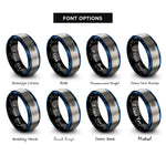 font options for inside engraving on black & blue & gray orbital satellite rings