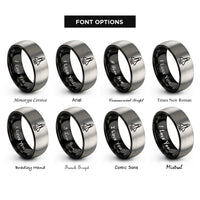 font options for inside engraving on black & silver orbiter shuttle rings