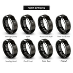 font options for inside engraving on black & grey orca rings