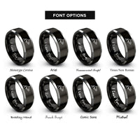 font options for inside engraving on black & grey orca rings