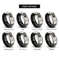 font options for inside engraving on black & silver orca rings