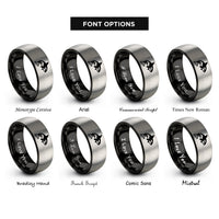 font options for inside engraving on black & gray orca rings
