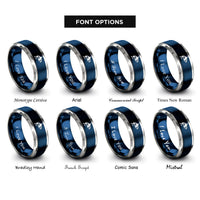 font options for inside engraving on blue & grey orca rings
