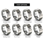 font options for inside engraving on silver orca fin waves rings