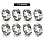 font options for inside engraving on silver orca rings