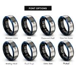 font options for inside engraving on black & blue & grey orca killer whale rings