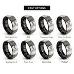 font options for inside engraving on black & silver orca killer whale rings