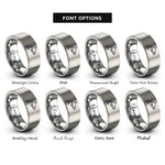 font options for inside engraving on silver orca killer whale rings