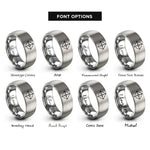 font options for inside engraving on silver ordinal letters rings