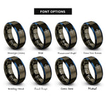 font options for inside engraving on gunmetal & blue ordinal letters rings