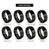 font options for inside engraving on black oriental pearl tower rings