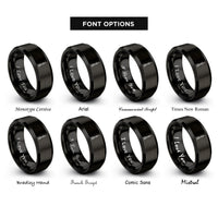 font options for inside engraving on black oriental pearl tower rings