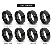 font options for inside engraving on black oriental pearl tower rings