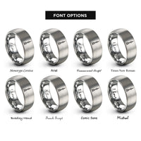 font options for inside engraving on silver oriental pearl tower rings