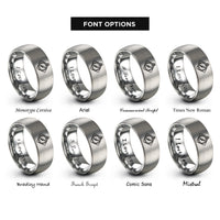 font options for inside engraving on silver orienteering compass rings