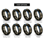 font options for inside engraving on gunmetal & blue orienteering compass rings