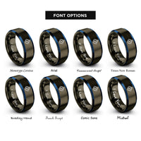 font options for inside engraving on gunmetal & blue orienteering compass rings