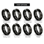 font options for inside engraving on black & silver origami crane rings