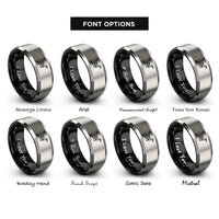 font options for inside engraving on black & grey origami crane rings