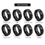 font options for inside engraving on black origami crane rings