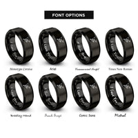 font options for inside engraving on black origami crane rings