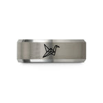 unique birthday gift ideas – black & grey tungsten origami crane wedding band