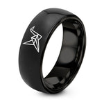 Womens Birthday Gift Ideas – black tungsten origami crane ring