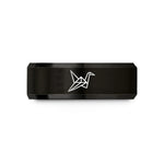 best birthday gifts women – black tungsten origami crane wedding band