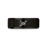 best birthday gifts women – black tungsten origami crane wedding band