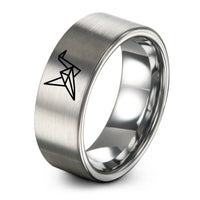birthday gift for her – gray tungsten origami crane ring