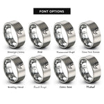 font options for inside engraving on gray origami fox rings