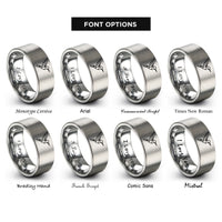 font options for inside engraving on gray origami hummingbird rings