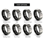 font options for inside engraving on black & grey origami swan rings