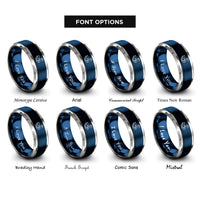 font options for inside engraving on blue & gray origami swan rings