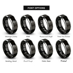 font options for inside engraving on black & silver oriole branch rings