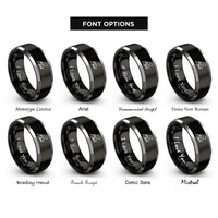 font options for inside engraving on black & silver oriole branch rings