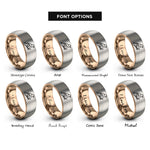 font options for inside engraving on rose gold & gray oriole branch rings