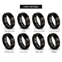 font options for inside engraving on black orion constellation rings