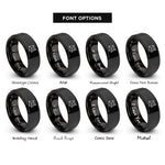 font options for inside engraving on black orion constellation rings