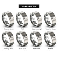 font options for inside engraving on grey orion dots rings