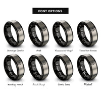 font options for inside engraving on black & silver ornament bauble rings
