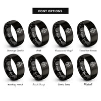 font options for inside engraving on black ornament bauble rings