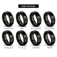 font options for inside engraving on black ornament bauble rings